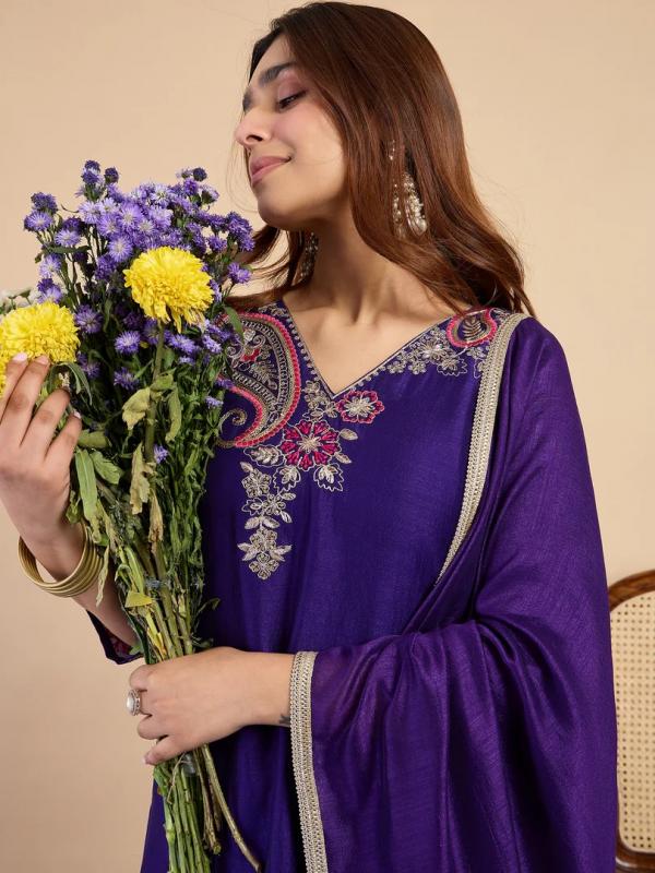 VP 9828 P Embroidered Kurta Pant Set